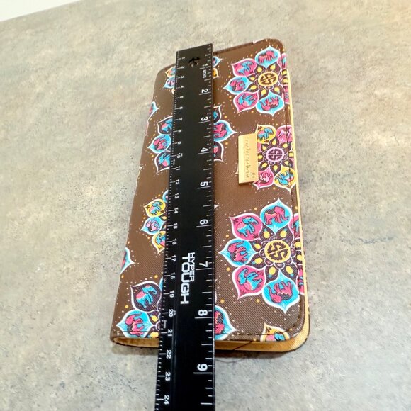 Simply Southern Beach Wallet Brown Colorful Elephant Mandala Gold Zipper Close - Picture 8 of 13